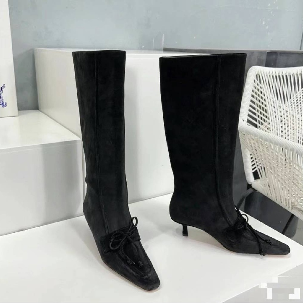 Burberry marina storm tall boots in black suede size 37.5 - Picture 4 of 5